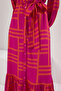 Women's Fuchsia Geometric Patterned Belted Viscose Woven Dress - 3