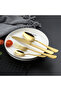 24-Piece Stainless Steel Cutlery Set With Stand Gold - 7
