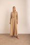 Beige Metal Button Detailed Belted Long Dress - 4