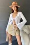 Women's Tie-Detail Mini Skirt Shorts Beige - 6
