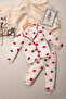 Red Big Heart Patterned Organic Cotton 2-Piece Baby Girl Pajama Set - 8