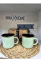 2 Pcs Enamel Water Green Mug Cup, Camping Coffee Cup, Gold Detailed Mug Cup -550 ml - 4