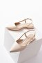 Lina Beige (3 cm Heels) Pointed Toe Heeled Shoes - 5