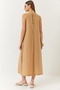 Women's Tan Thick Strap Back Button Detailed Summer Linen Dress 353 60261430 - 6