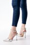 Berta Silver Lame (10 cm Heel Length) Pointed Toe Heeled Shoes