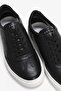 Genuine Leather Lace-Up Men's Sports Sneaker Black White Shoes