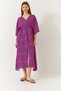 Women's Purple Double Breasted V-Neck Front Slit Detailed Patterned Dress 60261411 - 2