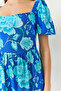 Women's Blue Watermelon Sleeve Square Neck Patterned Terikoton Dress 60261412 - 5