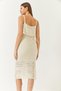 Women's Ecru Floral Detailed Strappy Openwork Layered Detailed Knitwear Dress 60261407 - 6