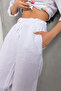 100% Linen Wide Leg Loose Fitting Lace up Elastic Women's Trousers @Leon - 2