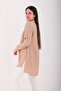 Women's Long Shirt with Pleated Collar and Side Slits - Beige - 2