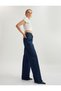Loose Straight Fit Cotton Button Detailed Denim Trousers - Loose Straight Fit Jean - 3