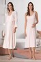 Women's Powder Strap Cotton Maternity Pajama Set and Nightgown-Dressing Gown 4-Piece Set - 4