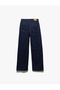 Loose Straight Fit Cotton Button Detailed Denim Trousers - Loose Straight Fit Jean - 5