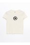 Lcw Kids Ecru Crew Neck Floral Girl's Crop T-Shirt