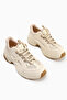 Caisa Beige Textile Detailed Lace-Up Women's Sneakers - 8