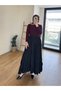 Elastic Waist Kraş Skirt Black