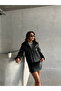 Laminated Leather Zipper Coat - Black | |   F1511 - 2