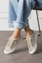 Women's Beige Linen Stone Lace-Up Casual Sports Shoes Allen - 4