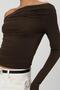 Brown Boat Neck Gathered Women's Body Sh225 - 5