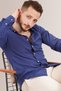 Navy Blue Dot Printed Men's Shirt with Gift Box