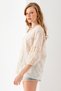 Women's Beige Balloon Sleeve Blouse with Embroidery Detail - 2