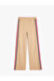 Viscose Blend Striped Detail Elastic Waist Wide Leg Pants