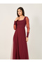 Mesh Insert Puff Sleeve Square Neck Maxi Dress - 5
