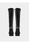 Square Toe Block Heel Knee High Boots - 4