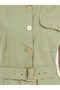 Belted Shirt Midi Dress with Mock Flap Pocket - 3