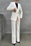 Women's double belted blazer jacket pants set - 6