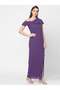 Draped Asymmetric Neck Sheath Maxi Dress with High Slit - 5