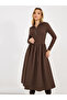 Half Zip Placket Detail A-Line Midi Dress - 2