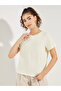 Striped Woven Back Round Neck Top - 3