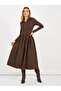 Half Zip Placket Detail A-Line Midi Dress
