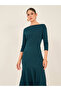 Solid Boat Neck Mermaid Hem Midi Dress - 3