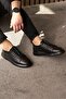 Men's Black Sneakers - Genuine Leather, Lace-Up, Thick Sole and Ankle Support 300