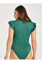 Solid Round Neck Frill Sleeve Bodysuit - 6