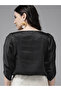 Satin Boat Neck Top with Slit Sleeves - 4