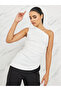 Ruched Detail One Sleeve Fitted Blouse