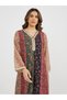 Printed Color Block Jalabiya with Lace Trim Detail - 2