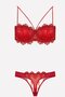 4591 Women's Lace Supported Starples Bra Panty Set-Red - 2