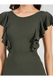 Ruffled Mermaid Hem Bodycon Midi Dress - 3