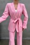 Women's double belted blazer jacket pants set - 7