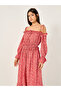 Ditsy Print Off Shoulder A-Line Midi Dress - 3