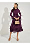 Asymmetric Overlay Ruffled Midi Dress