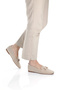 Women's Beige Stone Buckle Detailled Angled Toe Knitted Ballet Ballet