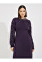 Faux Pearl Studded Knit Sweater Midi Dress - 5