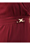 Surplice V Neck Maxi Dress with Buckle Accent - 5