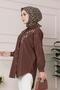 تونيك مطرز بحجر اللؤلؤ من الأمام - بني - 2